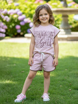 Light pink cotton co ord set with shorts