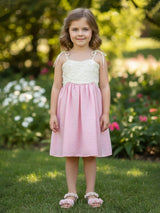 White and pink cotton frock for girls