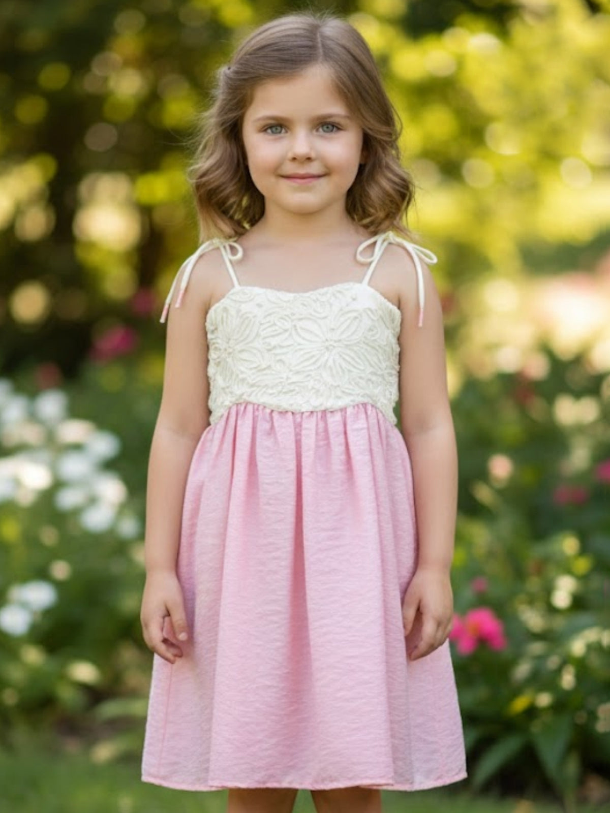 White and pink cotton frock for girls
