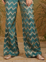 Rama green silk palazzo set with jacket