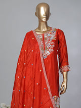Red silk palazzo suit for women wedding celebration