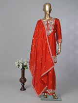 Red silk palazzo suit for women wedding celebration