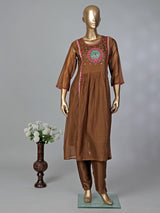 Brown brown tissue salwar suit with dupatta