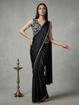Black lycra ready to wear saree for reception wear