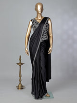 Black lycra ready to wear saree for reception wear