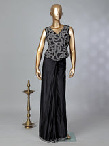 Black lycra ready to wear saree for reception wear