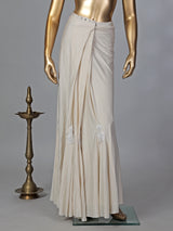 Classy cream lycra ready to wear saree with belt