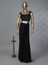 Stunning black lycra ready to wear saree for party wear