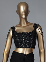 Stunning black lycra ready to wear saree for party wear