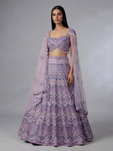 Lilac purple net designer lehenga choli for reception