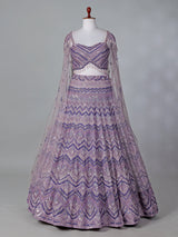 Lilac purple net designer lehenga choli for reception