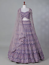 Lilac purple net designer lehenga choli for reception