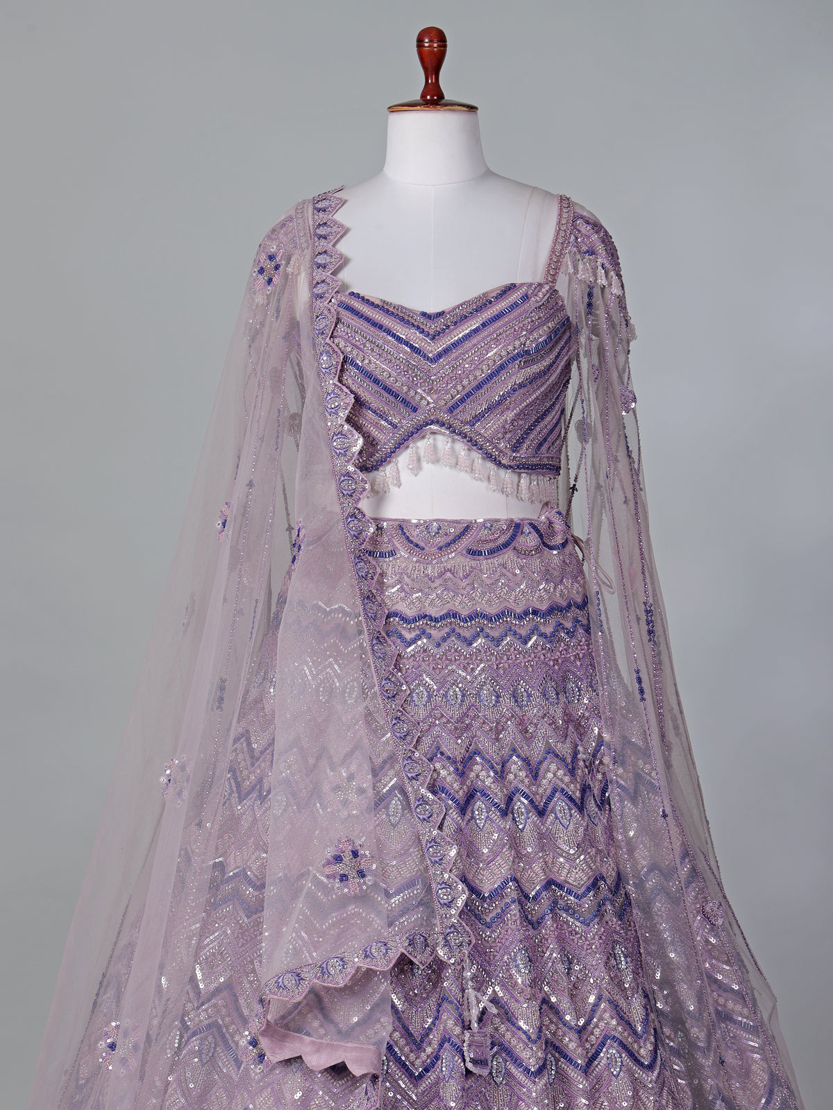Lilac purple net designer lehenga choli for reception