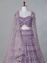 Lilac purple net designer lehenga choli for reception