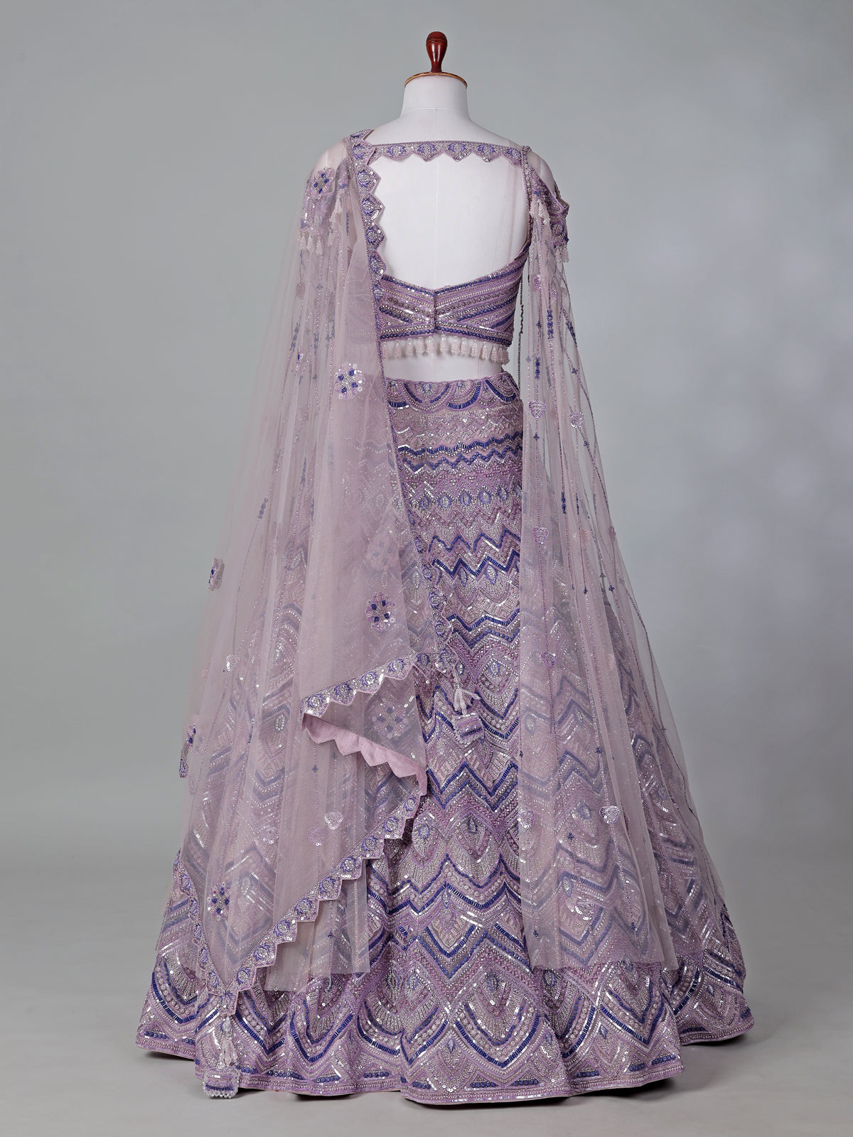 Lilac purple net designer lehenga choli for reception
