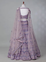 Lilac purple net designer lehenga choli for reception