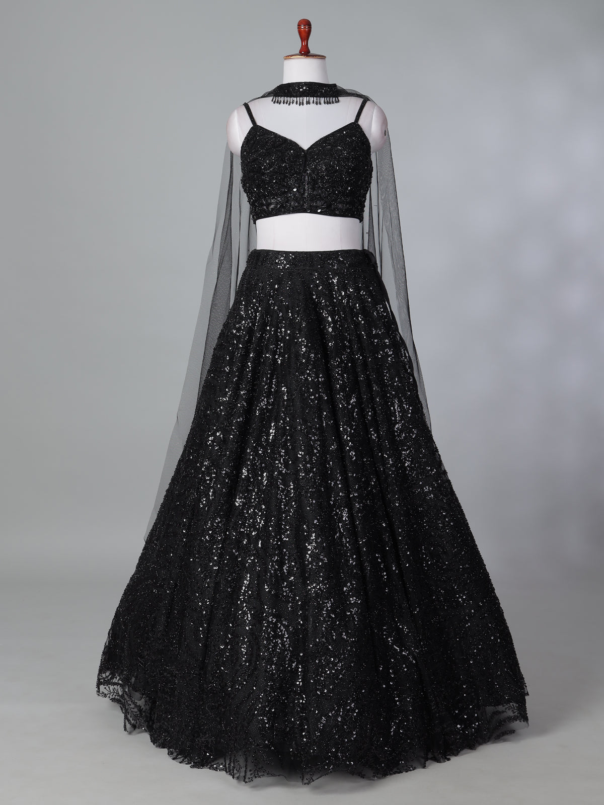Black net lehenga choli for party wear