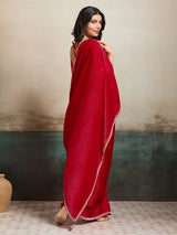 Red party wear fandy chiffon saree