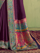 Wine banarasi natural silk saree for festivals