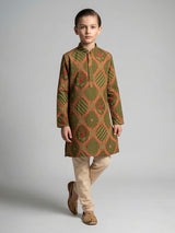 Meadow glow mehendi green aabla silk ensemble