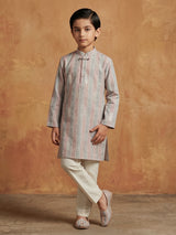 Stylish printed grey kurta pajama