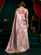 Banarasi silk purple saree with unstitched blouse