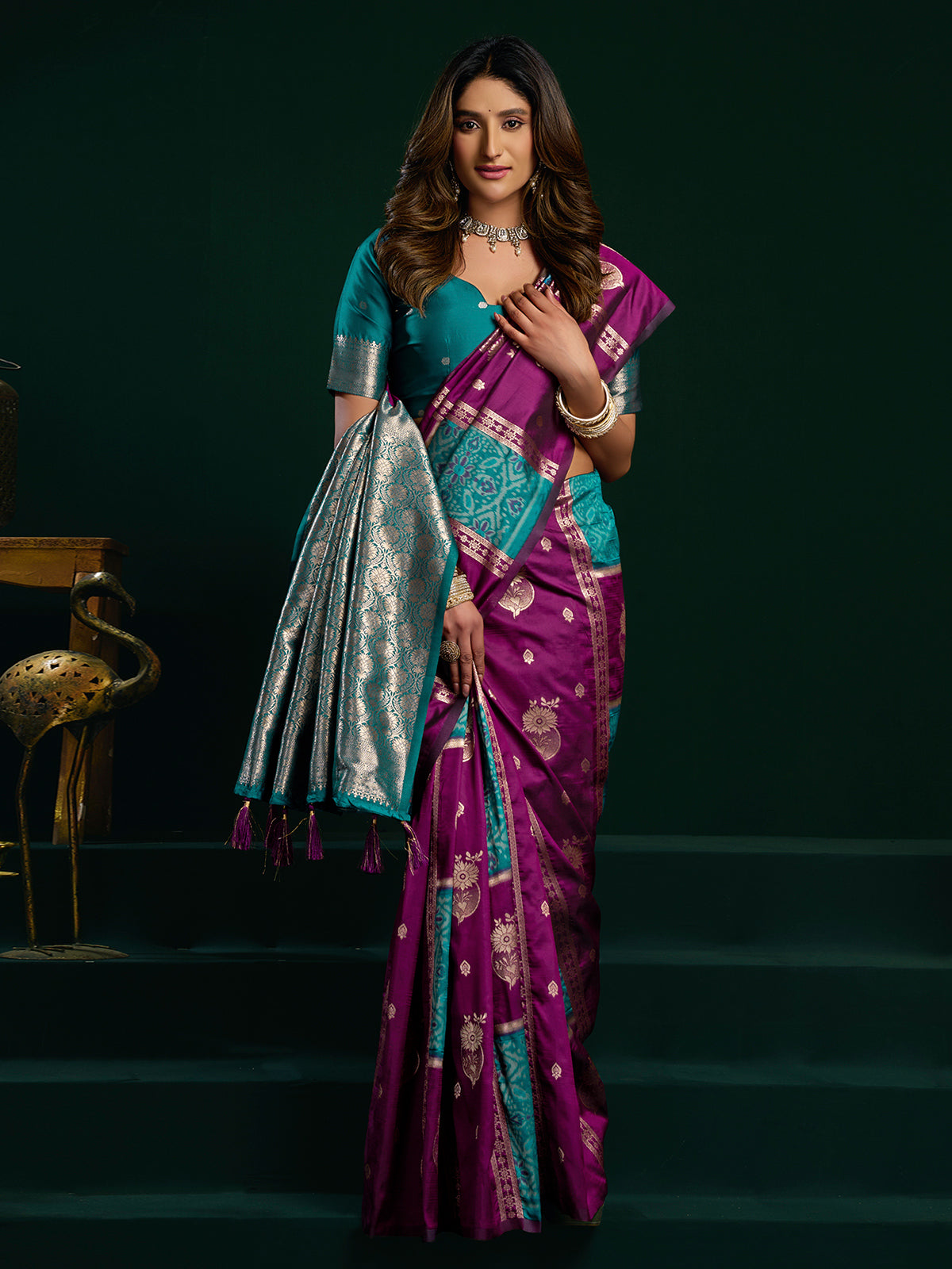 Elegant wine soft silk saree