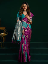 Elegant wine soft silk saree