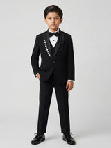 Black coat suit for reception wear in terry rayon