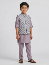 Mauve purple silk waistcoat set for wedding