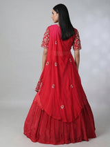 Red crepe lehenga choli for reception party