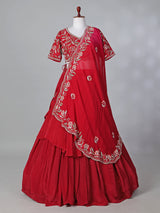 Red crepe lehenga choli for reception party