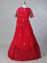 Red crepe lehenga choli for reception party