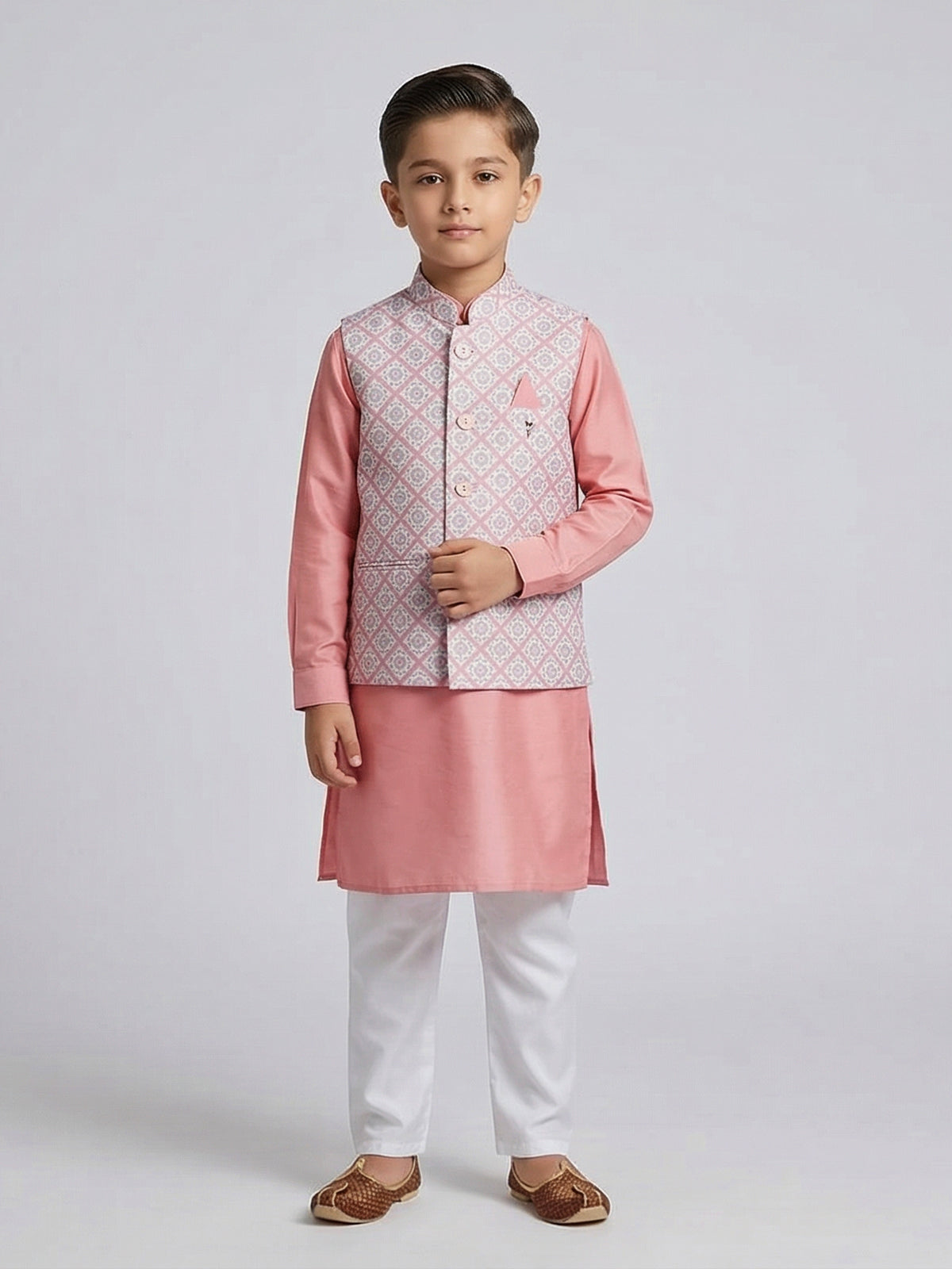 Stunning peach cotton waistcoat set