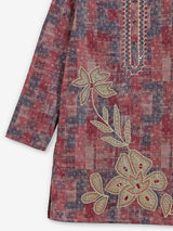Brown printed cotton silk kurta suit for boys wedding wear