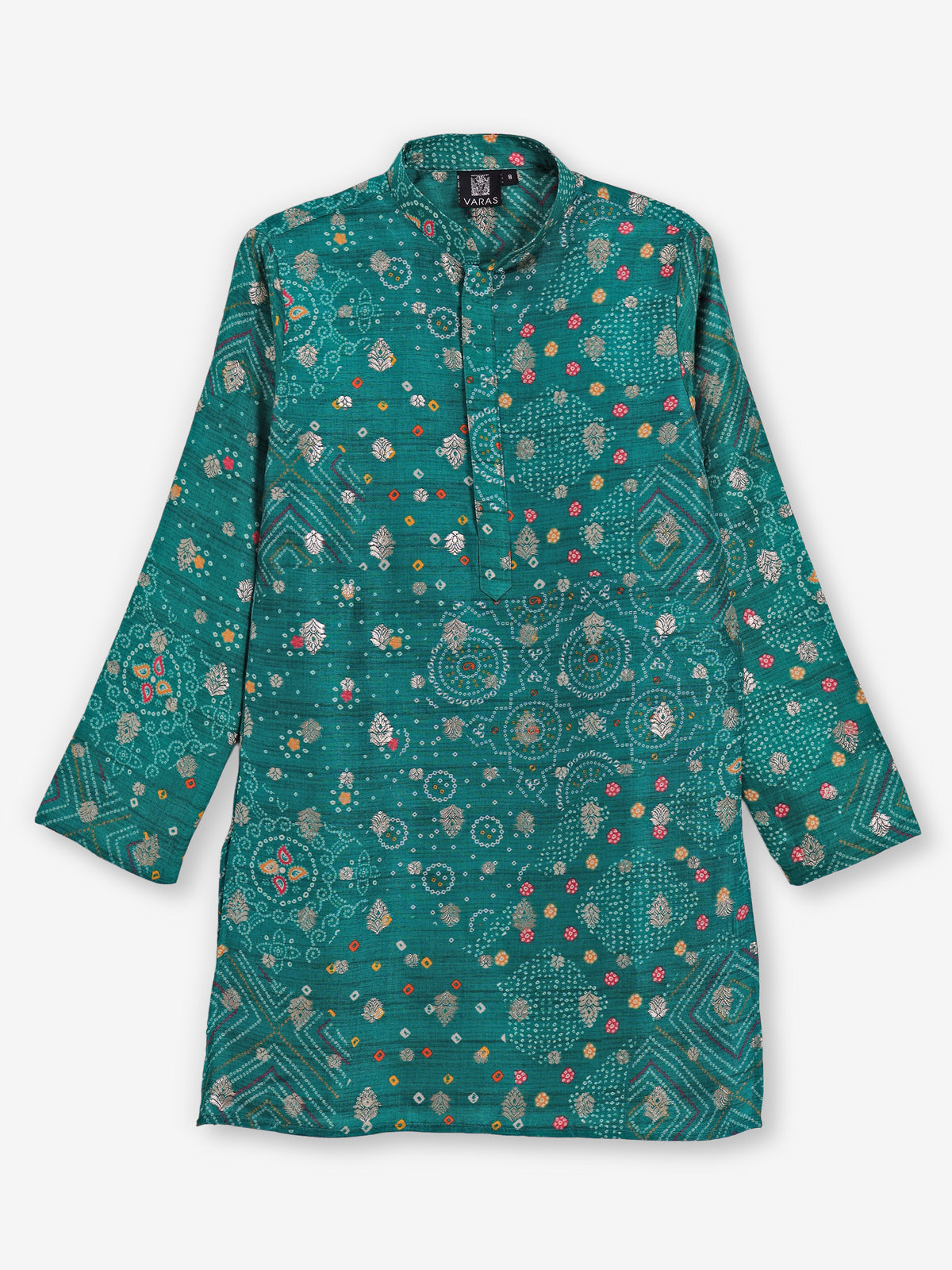 Rama green printed kurta suit with zari work