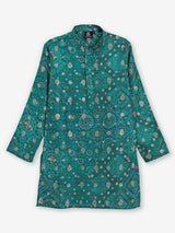 Rama green printed kurta suit with zari work