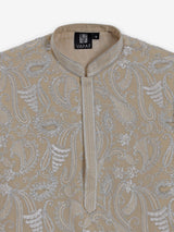 Dusty beige georgette kurta suit with thread work