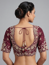 Maroon art silk blouse for wedding wear saree and lehenga