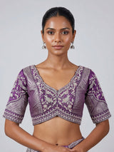 Purple modal silk blouse for wedding wear sarees