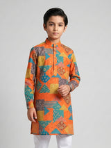 Deep orange embroidery and sequins kurta