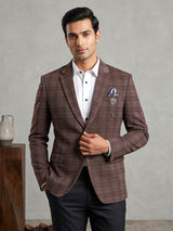 Maroon cotton textured blazer for party