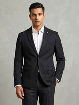 Black imported terry rayon notch lapel blazer
