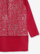 Red reception wear waistcoat set with resham detailing