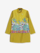 Yellow silk waistcoat set for wedding celebration