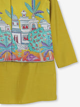 Yellow silk waistcoat set for wedding celebration