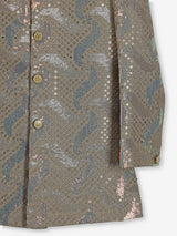 Light olive printed cotton indowestern set