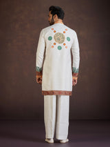 Off white printed soft linen kurta suit