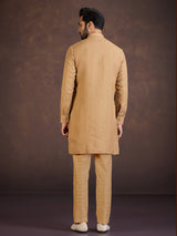 Mustard yellow festive wear cotton linen kurta suit