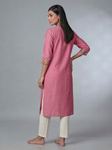 Onion pink silk thread work stylish casual kurti
